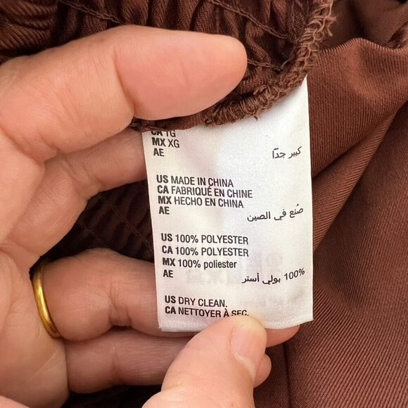 Bar III Womens Smocked Off The Shoulder Dress Puff Sleeves XL Brown - Picture 9 of 10